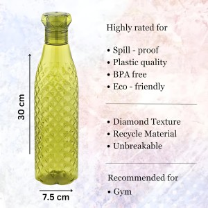 Hi Tech Sales Diamond Design Fridge Water Bottle for Office, Sports, School, Travelling, Gym, Yoga. BPA and Leak Free (1000 ml - Set of 1 Plastic, Unbreakable) Hi Tech Sales Diamond Design Fridge Water Bottle for Office, Sports, School, Travelling, Gym, Yoga. BPA and Leak Free (1000 ml - Set of 1 Plastic, Unbreakable)