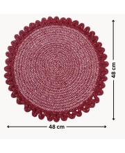 Hitech Rugs Durable Cotton Door Mat || Heavy Duty Indoor Outdoor Easy Clean Mats for Living Room, Bathroom, Kitchen, Entrance (Pack of 1, Round Shape, Red)