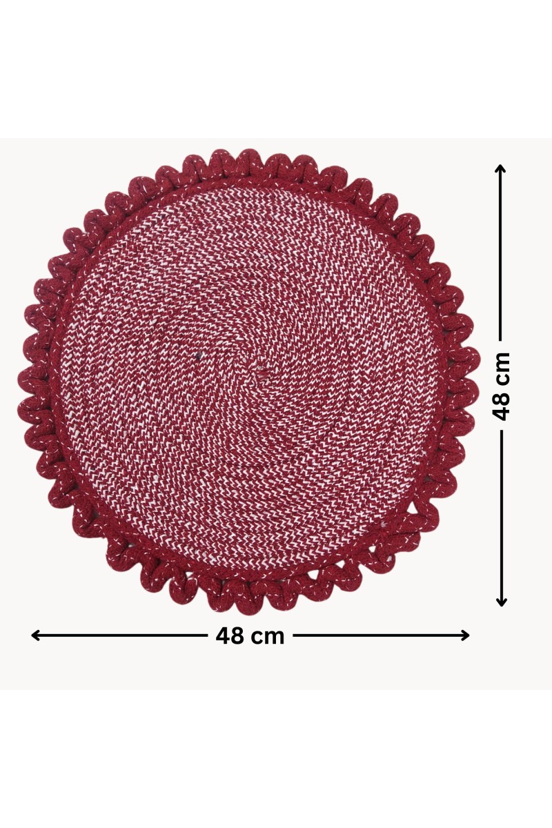 Hitech Rugs Durable Cotton Door Mat || Heavy Duty Indoor Outdoor Easy Clean Mats for Living Room, Bathroom, Kitchen, Entrance (Pack of 1, Round Shape, Red)
