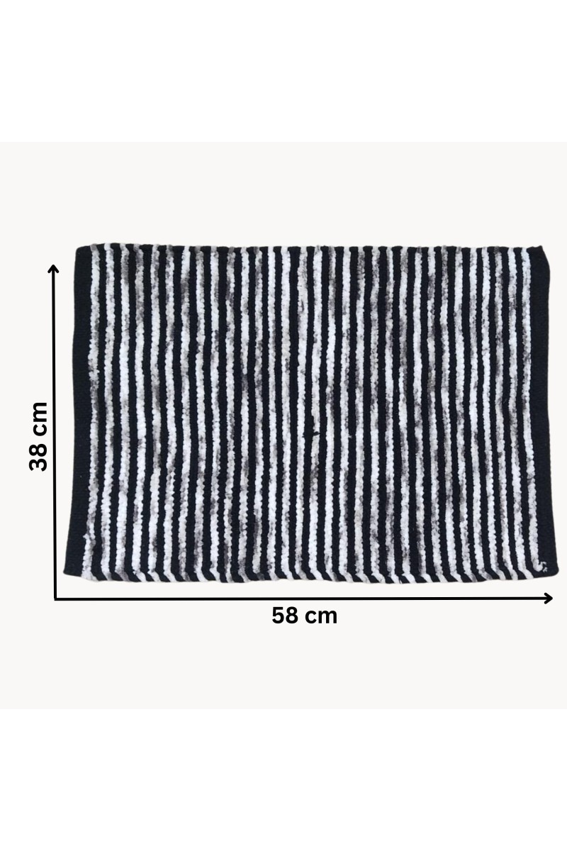 Hi Tech Sales Anti Slip Floor Water Absorbent Door Mat, Bathmat & Home, Kitchen, Office Entrance Mats (Rectangular, Black & White, 38 x 58 cm)