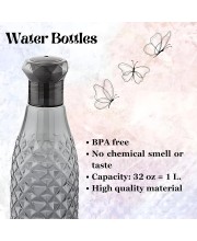 Diamond Crystal Design Latest Water Bottle for Fridge, for Home Office Gym School Boy & Girl, Unbreakable 1000 ml Bottle (Pack of 1, Black, Plastic)