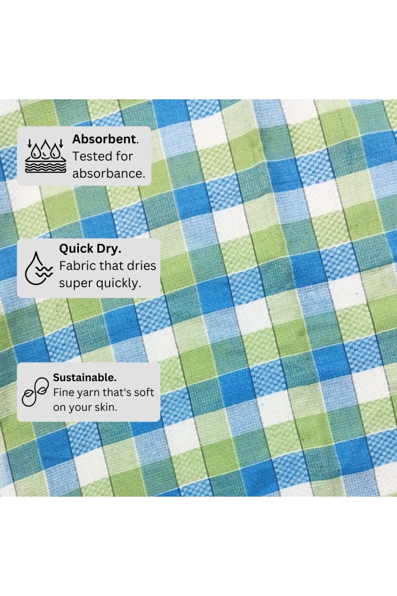 Hitech Sales Cotton Handloom Towels, Heavy Quality Bath, Face & Hand Towels (Pack of 1, Multi-Color, Size 30 x 60 cm) (Light Yellow Checked)