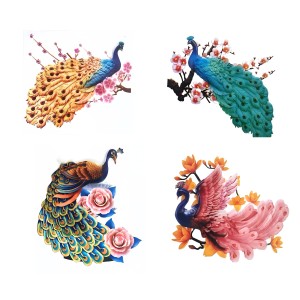 Hitech 3D Peacock Wall Decor Stickers | 4 in 1pack | 3D Printed Wall Decor Peacock Wall Art for Wall Design