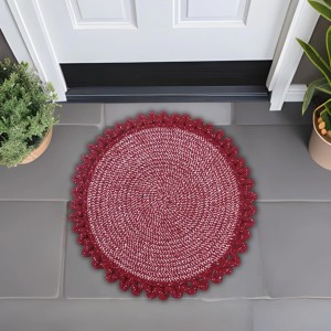 Hitech Rugs Durable Cotton Door Mat || Heavy Duty Indoor Outdoor Easy Clean Mats for Living Room, Bathroom, Kitchen, Entrance (Pack of 1, Round Shape, Red) Hitech Rugs Durable Cotton Door Mat || Heavy Duty Indoor Outdoor Easy Clean Mats for Living Room, Bathroom, Kitchen, Entrance (Pack of 1, Round Shape, Red)