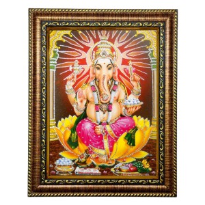 Hi Tech Sales Bhagwan Ganesh/Ganpati Bappa Photo Frame Laminated || Use for Wall/Table, Study & Living Room, Gifts || PVC Frame & Face - Glass (7 x 9 inch)