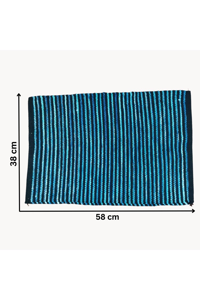 Hi Tech Sales Cotton Anti Slip Floor Water Soak Door Mat | Bathmat & Home, Kitchen, Office Entrance Mats | Rectangular, Blue, 38 x 58 cm