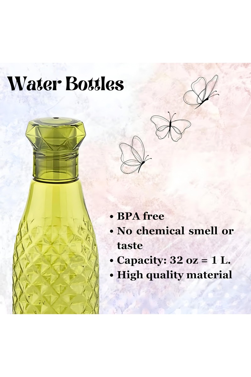Hi Tech Sales Diamond Design Fridge Water Bottle for Office, Sports, School, Travelling, Gym, Yoga. BPA and Leak Free (1000 ml - Set of 1 Plastic, Unbreakable)