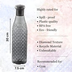 Diamond Crystal Design Latest Water Bottle for Fridge, for Home Office Gym School Boy & Girl, Unbreakable 1000 ml Bottle (Pack of 1, Black, Plastic) Diamond Crystal Design Latest Water Bottle for Fridge, for Home Office Gym School Boy & Girl, Unbreakable 1000 ml Bottle (Pack of 1, Black, Plastic)