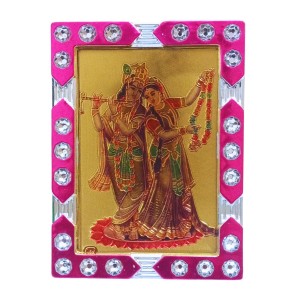 Hitech Sales Mini Decorative Hindu God Radha Krishna Photo Frame with Designing Border Religious Gift for Home, Office Décor and Card dasboard Small Temple Idol Frame for Worship (6 x 8 cm – 1 Pcs) Hitech Sales Mini Decorative Hindu God Radha Krishna Photo Frame with Designing Border Religious Gift for Home, Office Décor and Card dasboard Small Temple Idol Frame for Worship (6 x 8 cm – 1 Pcs)