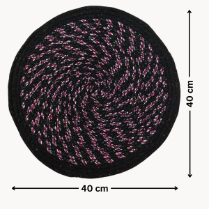 Hi Tech Sales Rugs, Cotton Door Mat (40X40cm) | Absorbent Microfibre Solid Bath Mat | Non Slip Mats for Bathroom, Bedroom, Kitchen, Door Mat, Floor Mat & Entrance | Pack of 1, Round Shape, Black