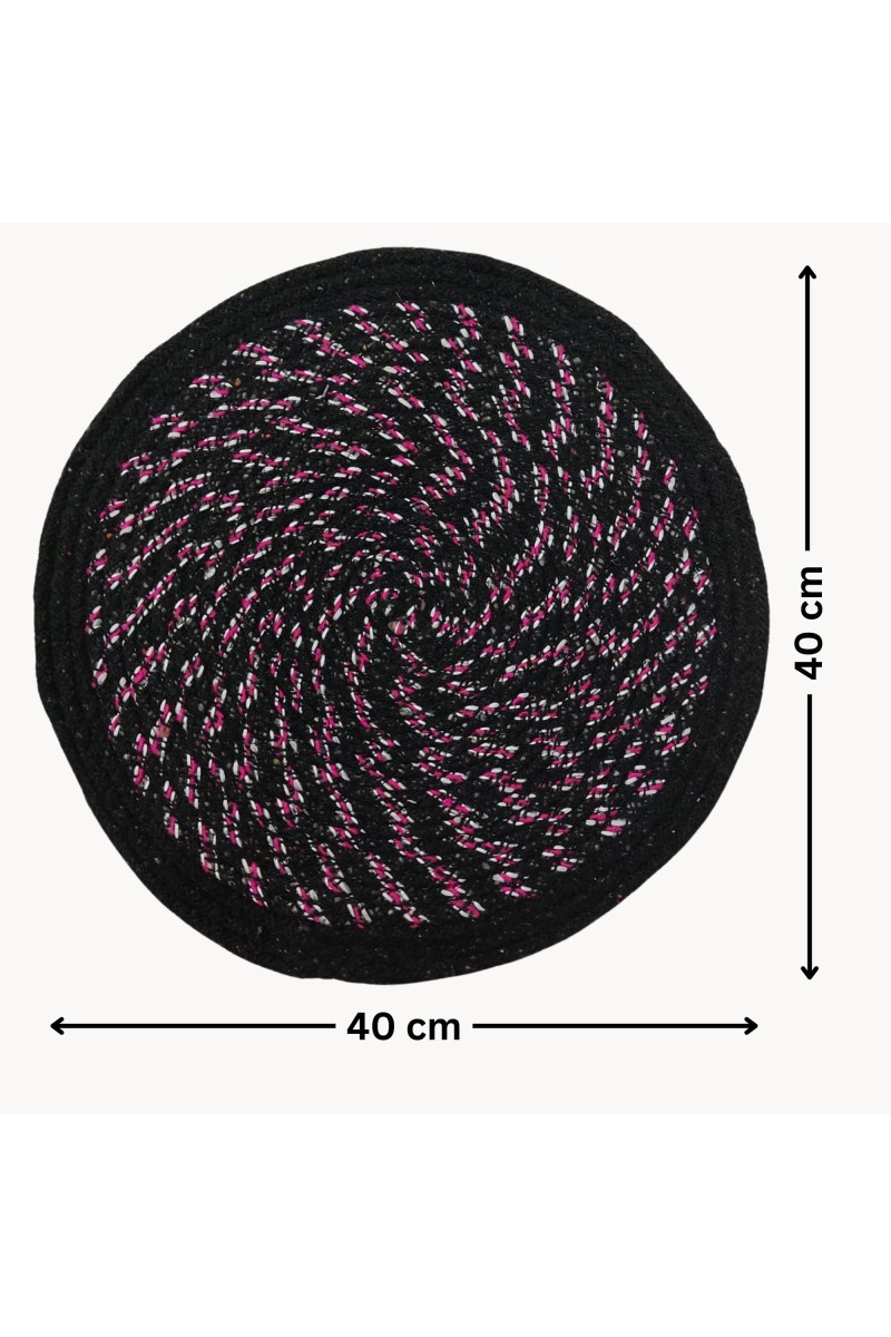 Hi Tech Sales Rugs, Cotton Door Mat (40X40cm) | Absorbent Microfibre Solid Bath Mat | Non Slip Mats for Bathroom, Bedroom, Kitchen, Door Mat, Floor Mat & Entrance | Pack of 1, Round Shape, Black