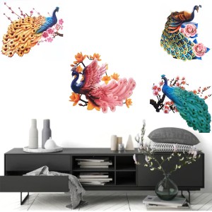 Hitech 3D Peacock Wall Decor Stickers | 4 in 1pack | 3D Printed Wall Decor Peacock Wall Art for Wall Design