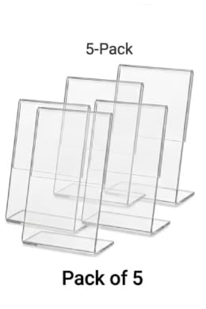 Clear Acrylic L Shape Display Stand 9.5 x 7 cm – Transparent Photo Holder, Price Tag Holder, Table Sign Display Stand for Shop Counter, Office Desk, Restaurant Menu & Photo Frame (5)