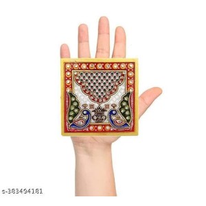 HiTechMart Makrana Marble Puja Chowki Combo Set – Hand-Painted Meenakari & Kundan Work Bajot/Singhasan for Mandir, Festival, Vrat, Decorative Pooja Platform for Idols & Gift Purpose HiTechMart Makrana Marble Puja Chowki Combo Set – Hand-Painted Meenakari & Kundan Work Bajot/Singhasan for Mandir, Festival, Vrat, Decorative Pooja Platform for Idols & Gift Purpose