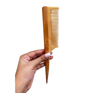 Neem Wooden Comb Natural Anti-Dandruff Scalp Care Hair Growth Wide Tooth Detangler for Men Women Kids Beard Styling.