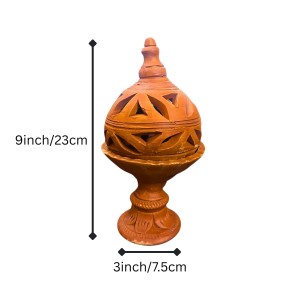 Clay Terracotta Diya for Puja & Diwali | Handmade Earthen Oil Lamp for Home Temple, Festival & Spiritual Décor (23inch/7.5cm)