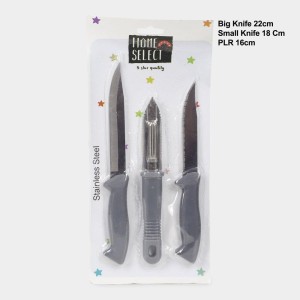 Steel Knife & Peeler Set of 3 Big Knife -22cm|Small Knife-18cm |Peeler-16cm (Pack of 3)