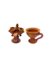 Panch Pradeep with Dhunuchi Combo - Traditional Handcrafted Terracotta 5-Lamp Oil Holder & Incense Holder for Pooja, Religious Ceremonies, Diwali, and Festivals Panch Pradeep with Dhunuchi Combo - Traditional Handcrafted Terracotta 5-Lamp Oil Holder & Incense Holder for Pooja, Religious Ceremonies, Diwali, and Festivals