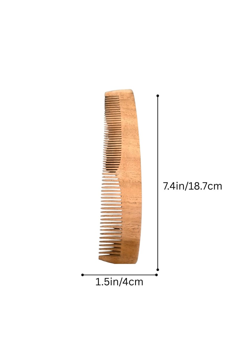 Wooden Neem Comb for Hair | Natural Anti-Static Wooden Hair Comb | Wide & Fine Teeth | Reduces Hair Fall & Dandruff | Unisex
