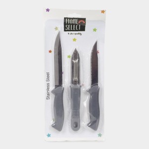 Steel Knife & Peeler Set of 3 Big Knife -22cm|Small Knife-18cm |Peeler-16cm (Pack of 3)
