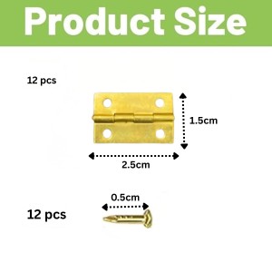 12 pcs Mini Hinges with Screws – Small Brass Hardware for Wooden Boxes, Models & Furniture 12 pcs Mini Hinges with Screws – Small Brass Hardware for Wooden Boxes, Models & Furniture
