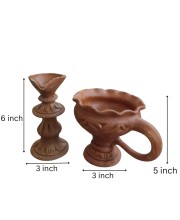 Handmade Clay Dhoop Dani and Pradeep Traditional Terracotta Diya for Puja Home Temple Decoration Festival Use (Set of Two) Handmade Clay Dhoop Dani and Pradeep Traditional Terracotta Diya for Puja Home Temple Decoration Festival Use (Set of Two)