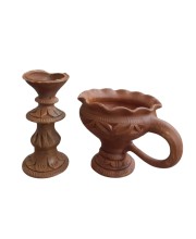 Handmade Clay Dhoop Dani and Pradeep Traditional Terracotta Diya for Puja Home Temple Decoration Festival Use (Set of Two) Handmade Clay Dhoop Dani and Pradeep Traditional Terracotta Diya for Puja Home Temple Decoration Festival Use (Set of Two)