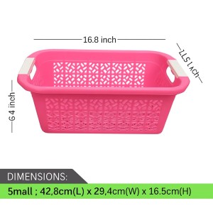 Plastic Laundry Basket with Handles – Durable, Ventilated Storage Hamper for Clothes and Home Organization (pink) Plastic Laundry Basket with Handles – Durable, Ventilated Storage Hamper for Clothes and Home Organization (pink)
