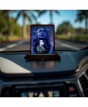 Car Desk/Table Top Lord Shiva And Sadhguru Wooden Photo Stand 3x4 Inches, Compact & Stylish Spiritual Display For Car, Home & Office (Pack Of 1) (F14640)