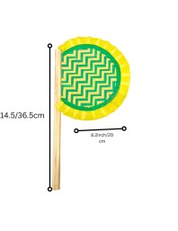 Handmade Bamboo Hand Fan (Hatpakha) – Traditional Hand-Painted Handheld Fan for Cool Air, Home Décor, Festivals & Puja | Eco-Friendly Travel Fan (14.5 × 8.2 cm) (Yellow)