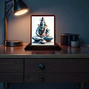 Car Desk/Table Top Lord Shiva Wooden Photo Stand 3x4 Inches, Compact & Stylish Spiritual Display For Car, Home & Office (Pack Of 1) (F14630) Car Desk/Table Top Lord Shiva Wooden Photo Stand 3x4 Inches, Compact & Stylish Spiritual Display For Car, Home & Office (Pack Of 1) (F14630)