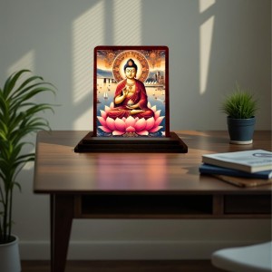 Car Desk/Table Top Lord Buddha Wooden Photo Stand 3x4 Inches, Compact & Stylish Spiritual Display For Car, Home & Office (Pack Of 1) (F14460) Car Desk/Table Top Lord Buddha Wooden Photo Stand 3x4 Inches, Compact & Stylish Spiritual Display For Car, Home & Office (Pack Of 1) (F14460)