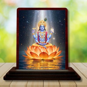 Car Desk/Table Top Lord Vishnu Wooden Photo Stand 3x4 Inches, Compact & Stylish Spiritual Display For Car, Home & Office (Pack Of 1) (F14613) Car Desk/Table Top Lord Vishnu Wooden Photo Stand 3x4 Inches, Compact & Stylish Spiritual Display For Car, Home & Office (Pack Of 1) (F14613)