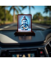 Car Desk/Table Top Lord Shiva Wooden Photo Stand 3x4 Inches, Compact & Stylish Spiritual Display For Car, Home & Office (Pack Of 1) (F14621)