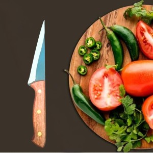 Small Kitchen Knife with Wooden Handle, Stainless Steel Sharp Blade, Multipurpose Utility Knife for Fruit, Vegetable & Meat Cutting.