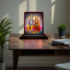 Car Desk/Table Top Lord Vishnu Lakshmi Wooden Photo Stand 3x4 Inches, Compact & Stylish Spiritual Display For Car, Home & Office (Pack Of 1) (F14560) Car Desk/Table Top Lord Vishnu Lakshmi Wooden Photo Stand 3x4 Inches, Compact & Stylish Spiritual Display For Car, Home & Office (Pack Of 1) (F14560)