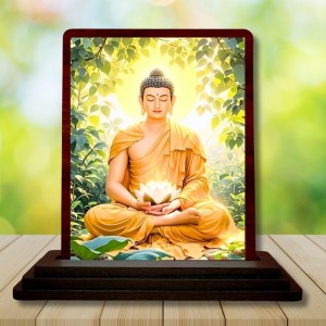 Car Desk/Table Top Lord Buddha Wooden Photo Stand 3x4 Inches, Compact & Stylish Spiritual Display For Car, Home & Office (Pack Of 1) (F14440) Car Desk/Table Top Lord Buddha Wooden Photo Stand 3x4 Inches, Compact & Stylish Spiritual Display For Car, Home & Office (Pack Of 1) (F14440)