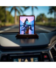 Car Desk/Table Top Lord Shiva Wooden Photo Stand 3x4 Inches, Compact & Stylish Spiritual Display For Car, Home & Office (Pack Of 1) (F14425)