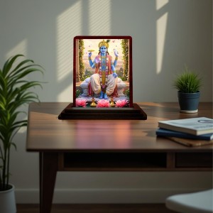 Car Desk/Table Top Lord Vishnu Wooden Photo Stand 3x4 Inches, Compact & Stylish Spiritual Display For Car, Home & Office (Pack Of 1) (F14536) Car Desk/Table Top Lord Vishnu Wooden Photo Stand 3x4 Inches, Compact & Stylish Spiritual Display For Car, Home & Office (Pack Of 1) (F14536)