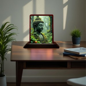 Car Desk/Table Top Lord Buddha Wooden Photo Stand 3x4 Inches, Compact & Stylish Spiritual Display For Car, Home & Office (Pack Of 1) (F14448) Car Desk/Table Top Lord Buddha Wooden Photo Stand 3x4 Inches, Compact & Stylish Spiritual Display For Car, Home & Office (Pack Of 1) (F14448)