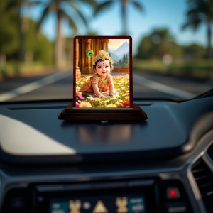 Car Desk/Table Top Lord Krishna Wooden Photo Stand 3x4 Inches, Compact & Stylish Spiritual Display For Car, Home & Office (Pack Of 1) (F14591) Car Desk/Table Top Lord Krishna Wooden Photo Stand 3x4 Inches, Compact & Stylish Spiritual Display For Car, Home & Office (Pack Of 1) (F14591)