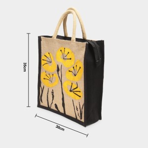 Brink Women's Black Jute Tote Bag - (M582) Brink Women's Black Jute Tote Bag - (M582)