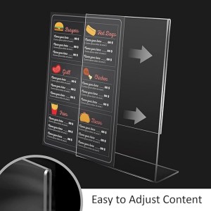 Acrylic Tent Card Holder, Slanted L Shape Menu Display Stand, Clear Portrait Frame for Desk, Photo, Flyer, Document, Paper Display, 3MM Premium Cast Acrylic Signage Stand(8x10-5Pcs)