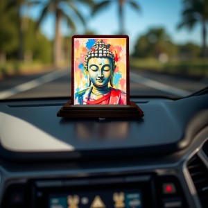 Car Desk/Table Top Lord Buddha Wooden Photo Stand 3x4 Inches, Compact & Stylish Spiritual Display For Car, Home & Office (Pack Of 1) (F14507) Car Desk/Table Top Lord Buddha Wooden Photo Stand 3x4 Inches, Compact & Stylish Spiritual Display For Car, Home & Office (Pack Of 1) (F14507)