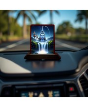 Car Desk/Table Top Lord Shiva Wooden Photo Stand 3x4 Inches, Compact & Stylish Spiritual Display For Car, Home & Office (Pack Of 1) (F14627)