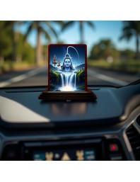 Car Desk/Table Top Lord Shiva Wooden Photo Stand 3x4 Inches, Compact & Stylish Spiritual Display For Car, Home & Office (Pack Of 1) (F14627)