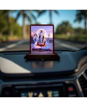 Car Desk/Table Top Lord Shiva Wooden Photo Stand 3x4 Inches, Compact & Stylish Spiritual Display For Car, Home & Office (Pack Of 1) (F14478)