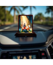 Car Desk/Table Top Lord Shiva Wooden Photo Stand 3x4 Inches, Compact & Stylish Spiritual Display For Car, Home & Office (Pack Of 1) (F14626)
