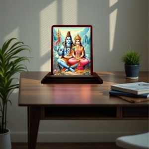 Car Desk/Table Top Lord Shiva And Parvathi Wooden Photo Stand 3x4 Inches, Compact & Stylish Spiritual Display For Car, Home & Office (Pack Of 1) (F14529) Car Desk/Table Top Lord Shiva And Parvathi Wooden Photo Stand 3x4 Inches, Compact & Stylish Spiritual Display For Car, Home & Office (Pack Of 1) (F14529)