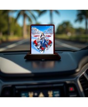 Car Desk/Table Top Goddess Durga Matha Wooden Photo Stand 3x4 Inches, Compact & Stylish Spiritual Display For Car, Home & Office (Pack Of 1) (F14418)